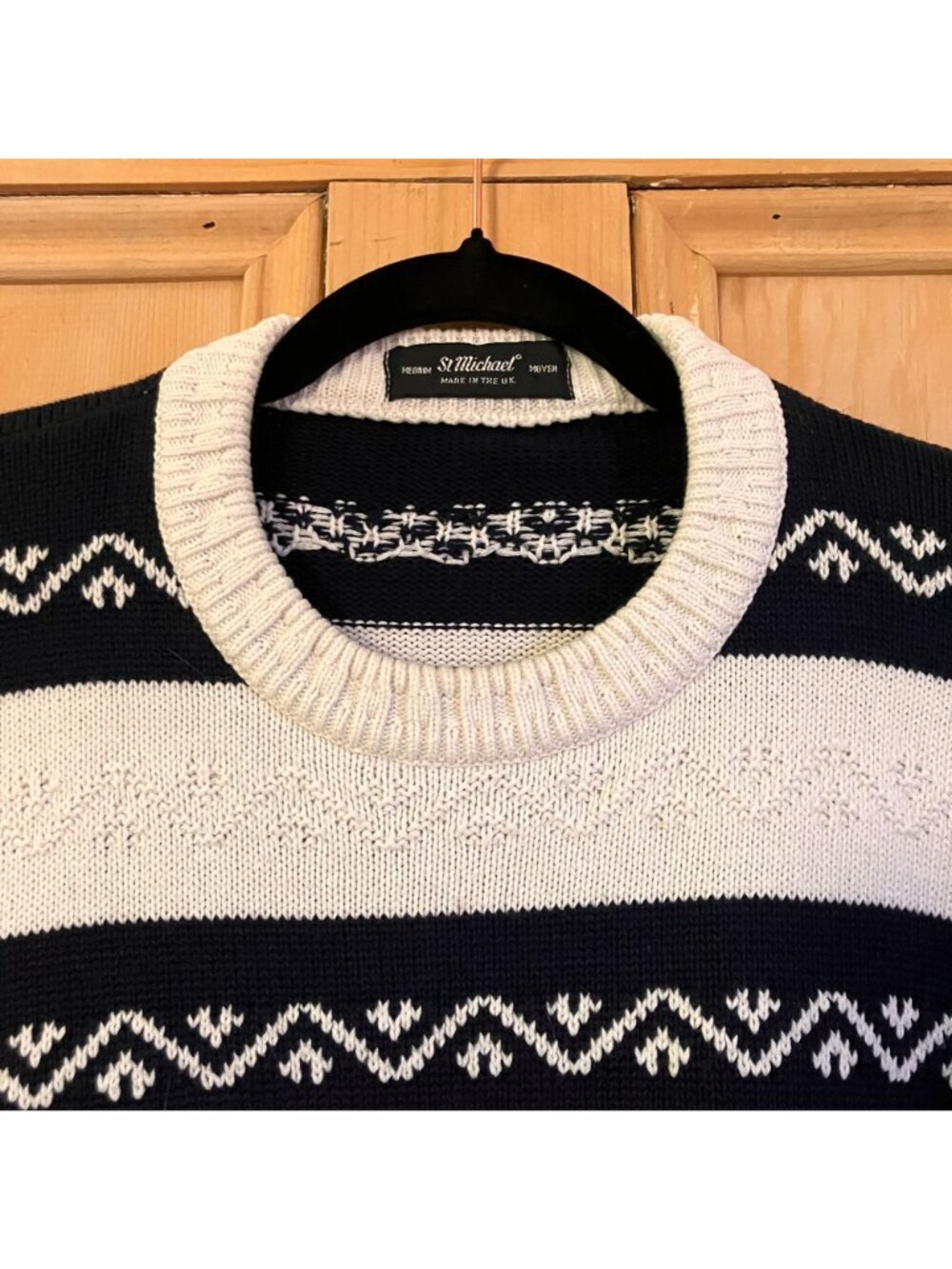St Michael Womens Vintage 90s Fair Isle UK Made Sweater Size Medium White SP EXC - Picture 5 of 12